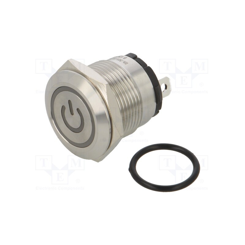 1 pcs x ONPOW - ONPOW6219F-10ET/J/B/12V/S - Switch: vandal resistant, Pos: 2, SPST-NO, 20A/220VAC, IP40, blue