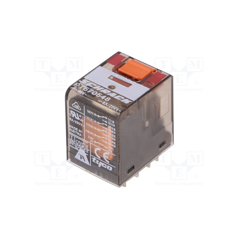 1 pcs x TE Connectivity - 8-1419111-8 - Relay: electromagnetic, 4PDT, Ucoil: 48VAC, Icontacts max: 6A, 777Ω