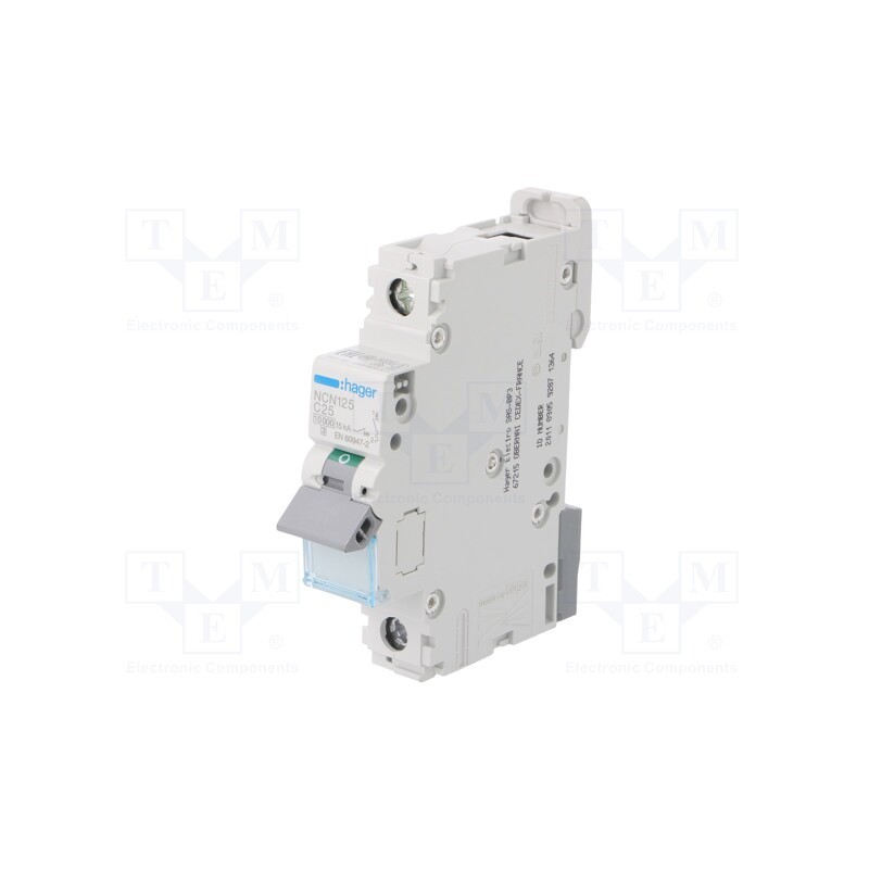1 pcs x HAGER - NCN125 - Circuit breaker, 230/400VAC, Inom: 25A, Poles: 1, Charact: C, 10kA