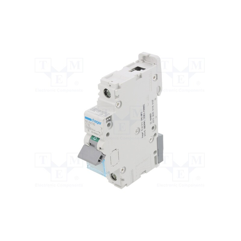 1 pcs x HAGER - NCN116 - Circuit breaker, 230/400VAC, Inom: 16A, Poles: 1, Charact: C, 10kA