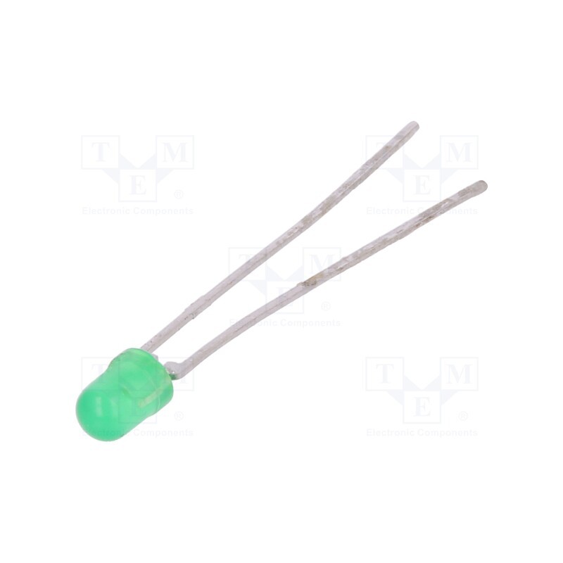 2 pcs x VISHAY - TLHG4400-AS12Z - LED, 3mm, green, 16÷32mcd, 30°, Front: convex, 2.4÷3V, No.of term: 2