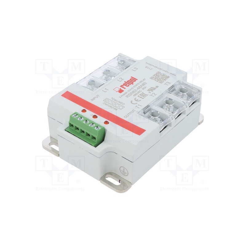 1 pcs x RELPOL - RSR62-48A80 - Relay: solid state, 80A, Uswitch: 24÷530VAC, 3-phase, Series: RSR62