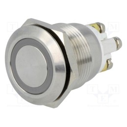 1 pcs x ONPOW - GQ19F-10E/GB/12/S (DUAL LED, 12V) - Switch: vandal resistant, Pos: 2, SPST-NO, 2A/36VDC, IP65, OFF-(ON)