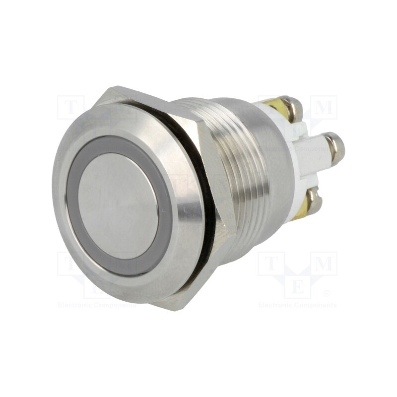 1 pcs x ONPOW - GQ19F-10E/GB/12/S (DUAL LED, 12V) - Switch: vandal resistant, Pos: 2, SPST-NO, 2A/36VDC, IP65, OFF-(ON)