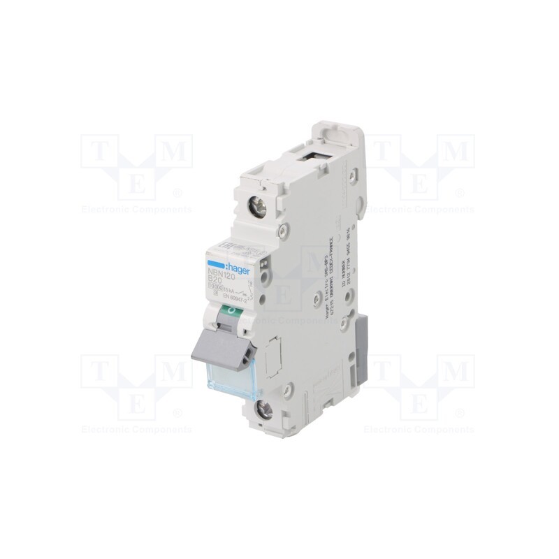 1 pcs x HAGER - NBN120 - Circuit breaker, 230/400VAC, Inom: 20A, Poles: 1, Charact: B, 10kA