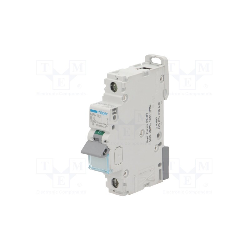 1 pcs x HAGER - NBN113 - Circuit breaker, 230/400VAC, Inom: 13A, Poles: 1, Charact: B, 10kA