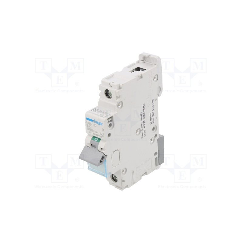 1 pcs x HAGER - NBN110 - Circuit breaker, 230/400VAC, Inom: 10A, Poles: 1, Charact: B, 10kA