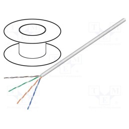100 m x Goobay - 68710 - Wire, U/UTP, 4x2x24AWG, 5e, solid, CCA, PVC, grey, 100m, Øcable: 5mm