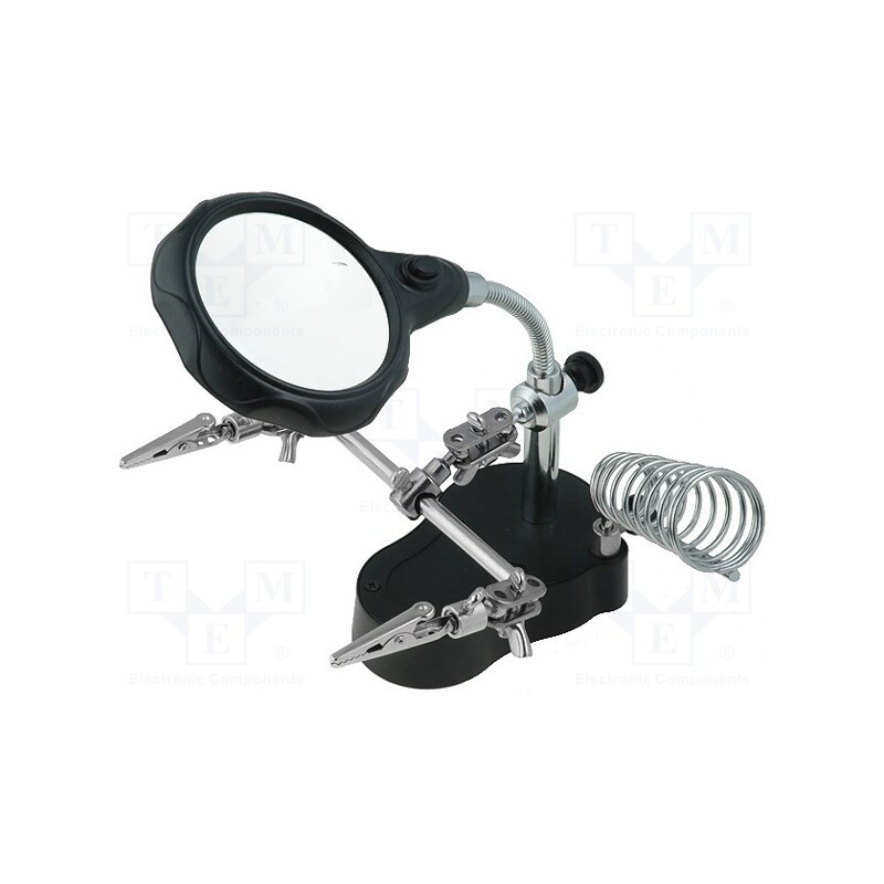 1 pcs x DONAU ELEKTRONIK - HH3 - PCB holder with magnifying glass, Ø65mm, third hand