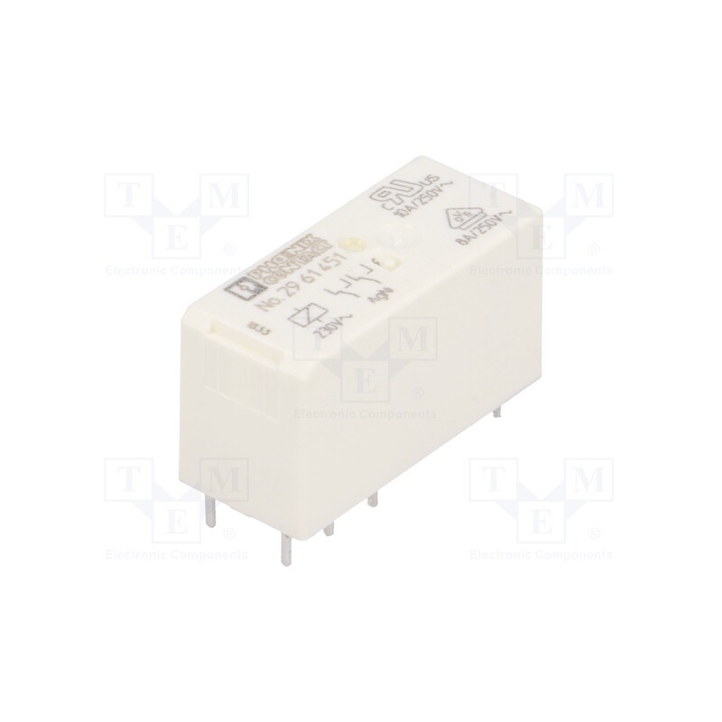 1 pcs x PHOENIX CONTACT - 2961451 - Relay: electromagnetic, DPDT, Ucoil: 230VAC, 8A, 8A/250VAC, 32.5kΩ