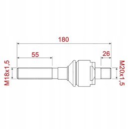 Axial joint 180mm left case ford steyr m20xm18
