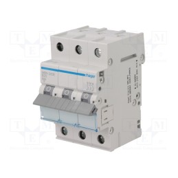 1 pcs x HAGER - MBN320E - Circuit breaker, 230/400VAC, Inom: 20A, Poles: 3, Charact: B, 6kA