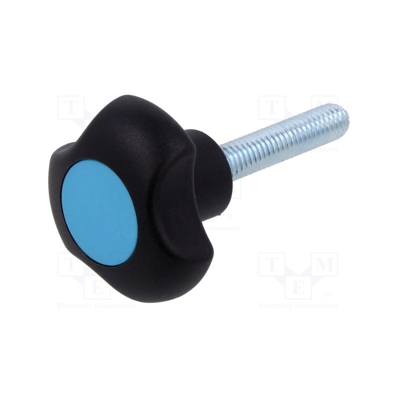 1 pcs x ELESA+GANTER - VTT.32-C-P-M6X30-C5 - Knob, Ø: 32mm, Ext.thread: M6, Int.thread: M6, 30mm, H: 22mm, Cap: blue