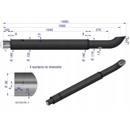 Muffler exhaust pipe Renault Ares Warynski