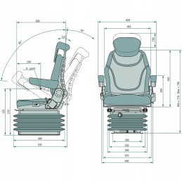 Seat for tractors and construction machines