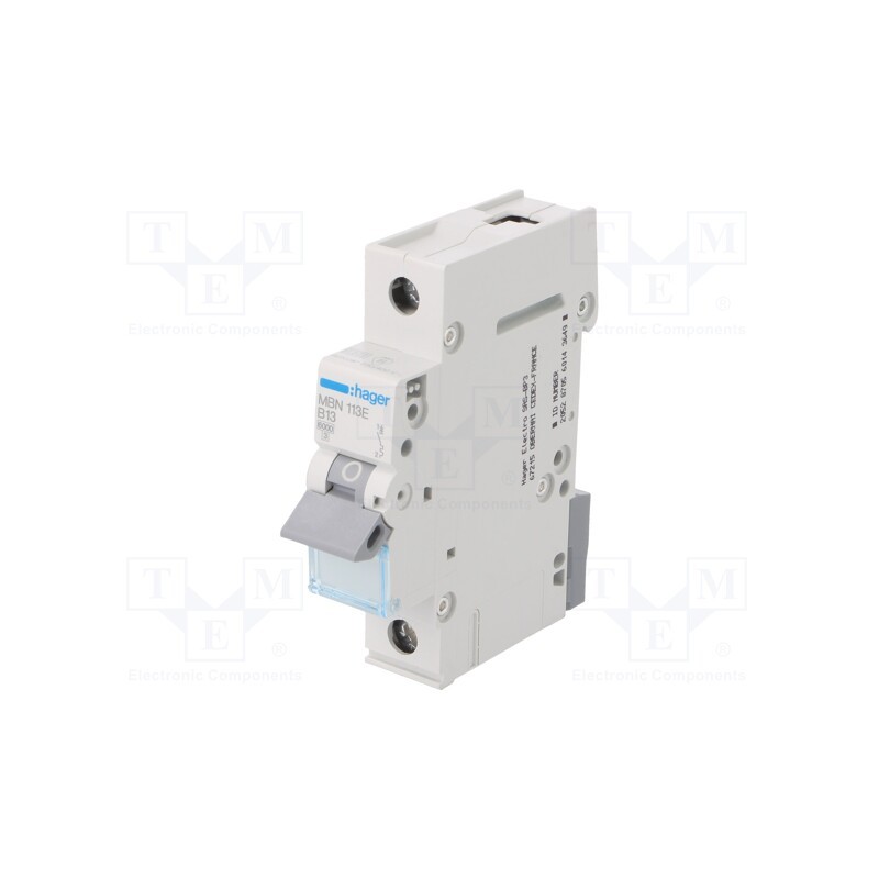 1 pcs x HAGER - MBN113E - Circuit breaker, 230/400VAC, Inom: 13A, Poles: 1, Charact: B, 6kA