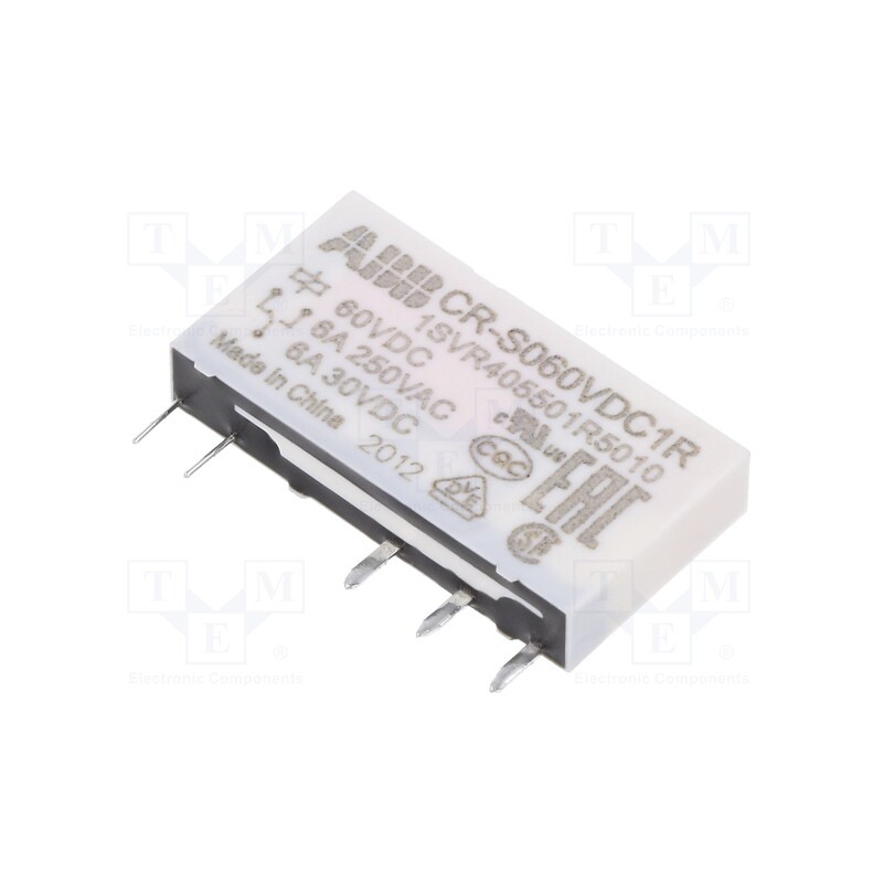 1 pcs x ABB - 1SVR405501R5010 - Relay: miniature, SPDT, Ucoil: 60VDC, socket,THT, Series: CR-S