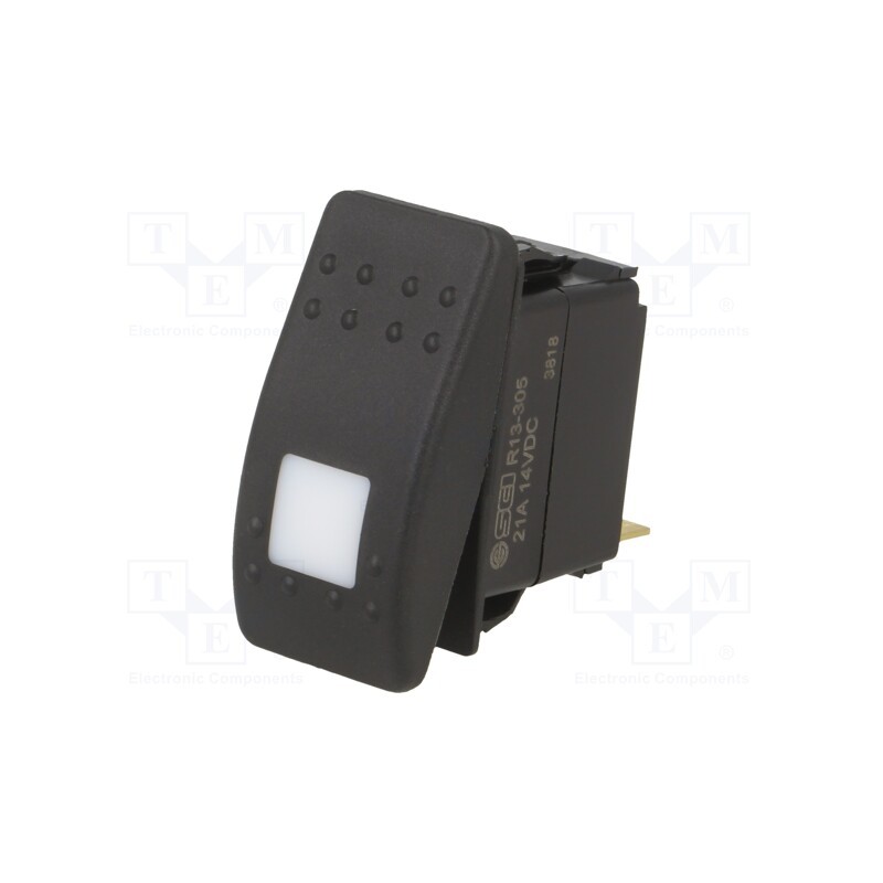 1 pcs x SWITCH COMPONENTS - SRD1-1A-DC-1-BRN - ROCKER, SPST, Pos: 2, OFF-ON, 20A/14VDC, black, IP56, LED, Body: black