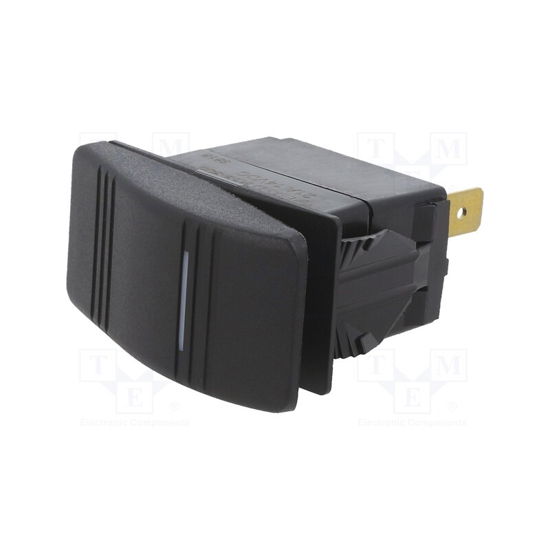 1 pcs x SWITCH COMPONENTS - SRD2-1A-DC-1-BRN - ROCKER, SPST, Pos: 2, OFF-ON, 20A/14VDC, black, IP56, LED, Body: black