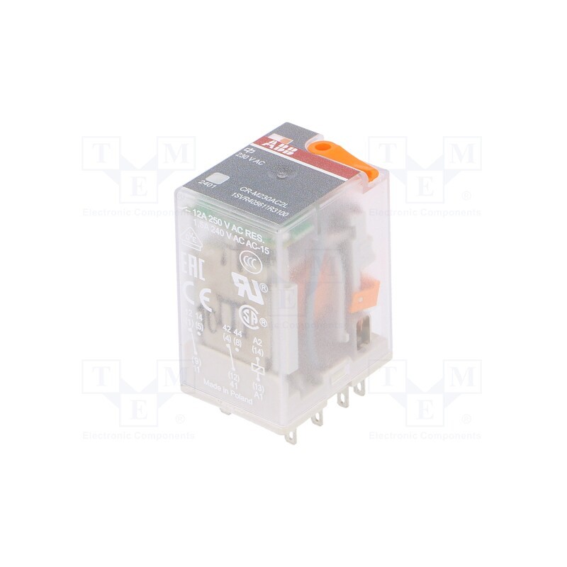1 pcs x ABB - 1SVR405611R3100 - Relay: electromagnetic, DPDT, Ucoil: 230VAC, Icontacts max: 12A
