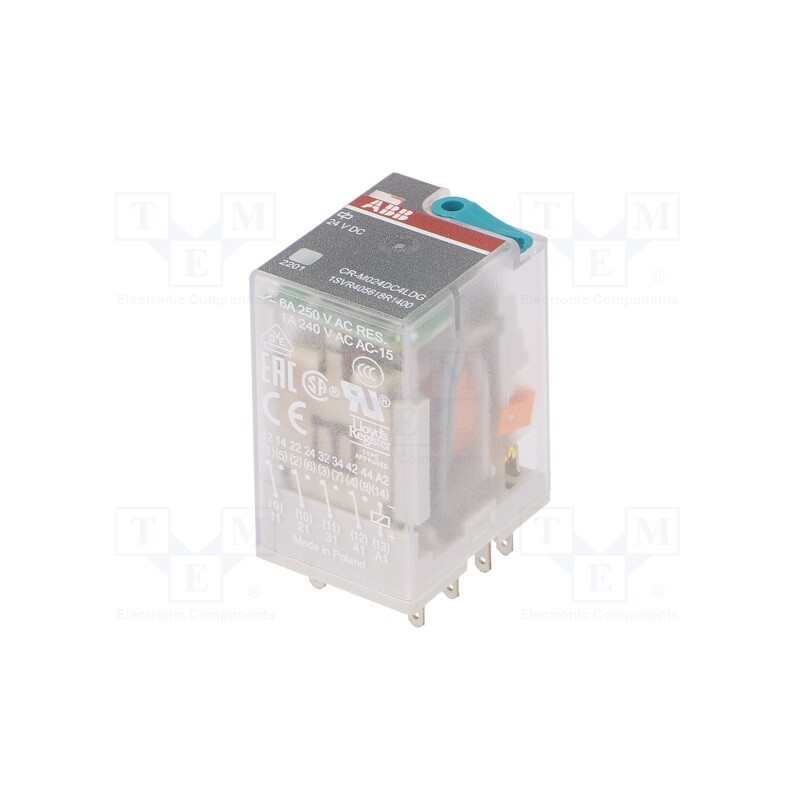 1 pcs x ABB - 1SVR405618R1400 - Relay: electromagnetic, 4PDT, Ucoil: 24VDC, Icontacts max: 6A
