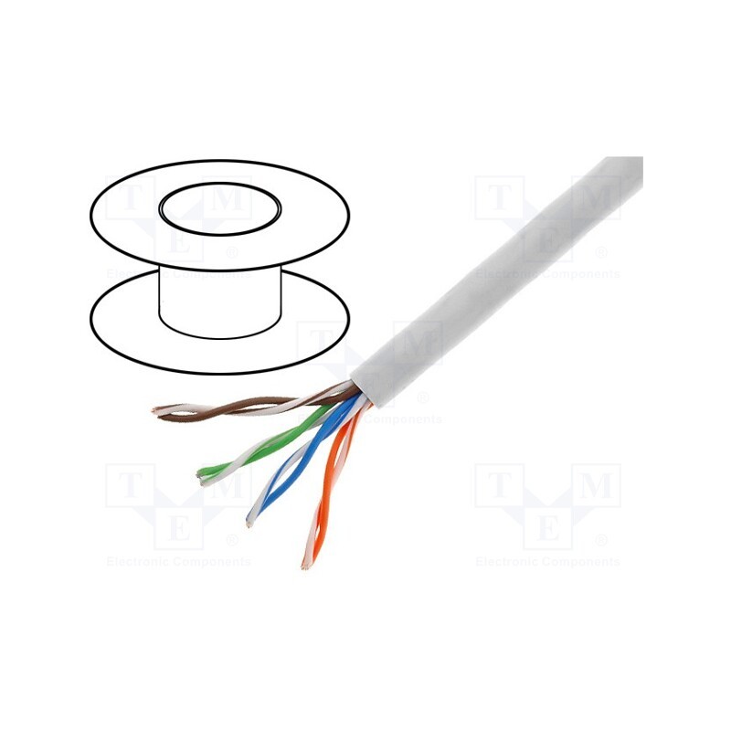 100 m x Goobay - 68707 - Wire, U/UTP, 4x2x26AWG, 5e, stranded, CCA, PVC, grey, 100m