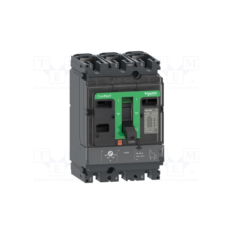 1 pcs x SCHNEIDER ELECTRIC - C16F3TM100 - Power breaker, Poles: 3, for DIN rail mounting, Inom: 100A, NSX