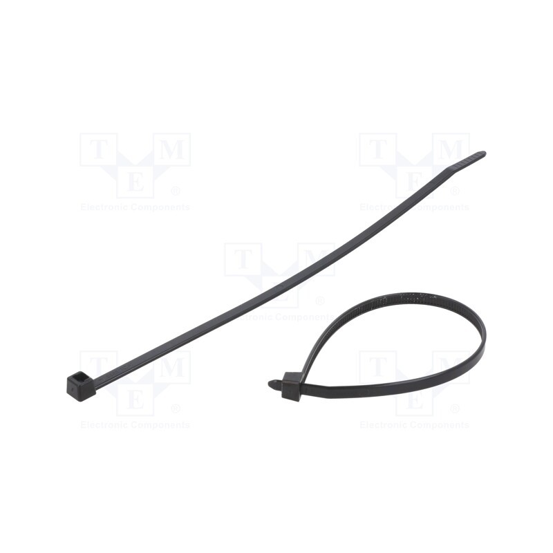 100 pcs x HELLERMANNTYTON - 111-04950 - Cable tie, L: 200mm, W: 4.6mm, polyamide, 225N, black, Ømax: 50mm