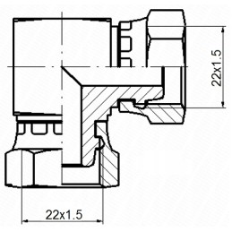 Hydraulic connector, AA 22-22 angle reduction