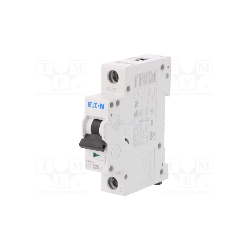 1 pcs x EATON ELECTRIC - FAZ-C25/1 - Circuit breaker, 230/400VAC, Inom: 25A, Poles: 1, Charact: C, 15kA