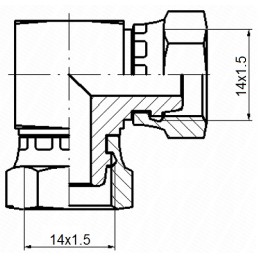 Hydraulic connector, AA 14-14 angle reduction