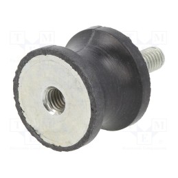 1 pcs x ELESA+GANTER - DVC.2-25-18-20-M6-18-70 - Vibration damper, M6, Ø: 25mm, rubber, L: 20mm, Thread len: 18mm