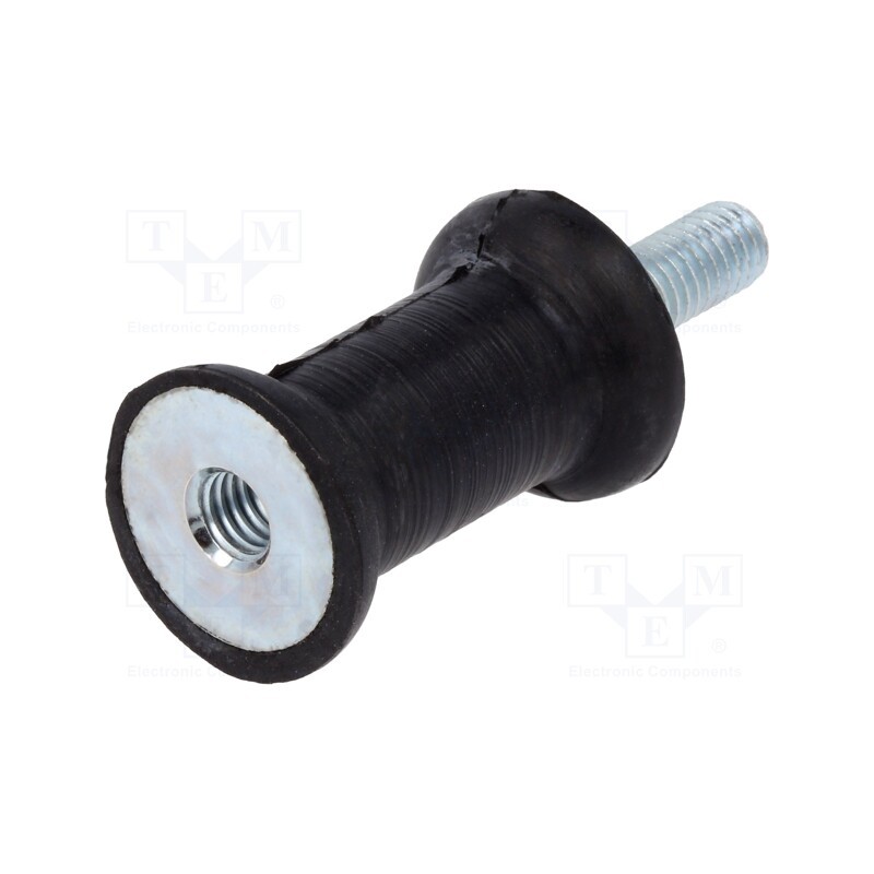 1 pcs x ELESA+GANTER - DVC.2-20-14-30-M6-18-70 - Vibration damper, M6, Ø: 20mm, rubber, L: 30mm, Thread len: 18mm