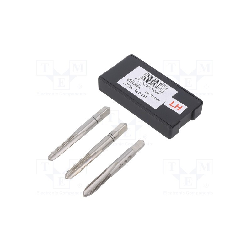 1 set x Vu00d6LKEL - 27038 - Tap, high speed steel grounded HSS-G, M6, 1, 50mm, 4,9mm, 3pcs.