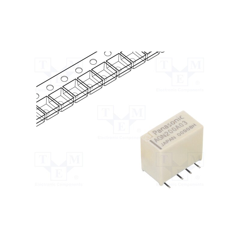 500 pcs x PANASONIC - AGN200A03ZJ - Relay: electromagnetic, DPDT, Ucoil: 3VDC, 1A, 0.3A/125VAC, SMT