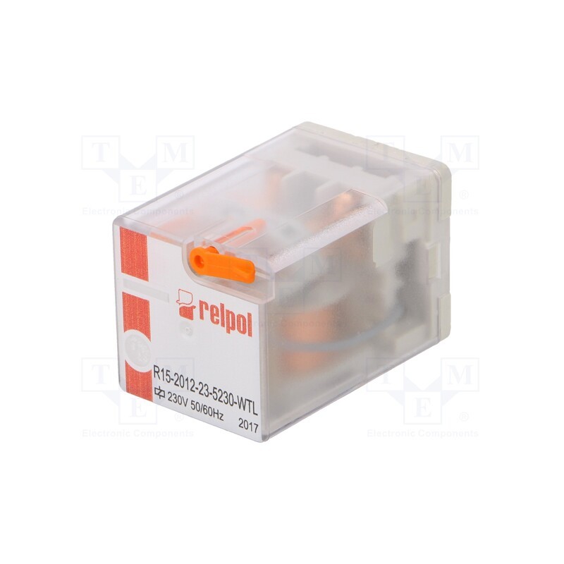 1 pcs x RELPOL - R15-2012-23-5230-WTL - Relay: electromagnetic, DPDT, Ucoil: 230VAC, Icontacts max: 20A