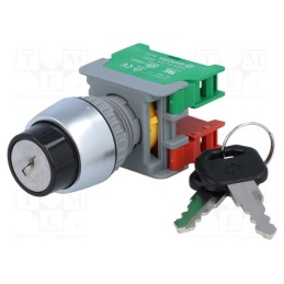1 pcs x AUSPICIOUS - KS22-1O/C,1-2 2POSITION - Switch: rotary with key, 22mm, Stabl.pos: 2, NC + NO, none, IP65
