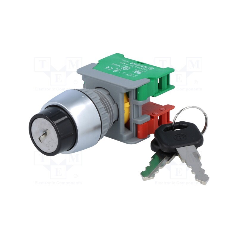 1 pcs x AUSPICIOUS - KS22-1O/C,1-2 2POSITION - Switch: rotary with key, 22mm, Stabl.pos: 2, NC + NO, none, IP65
