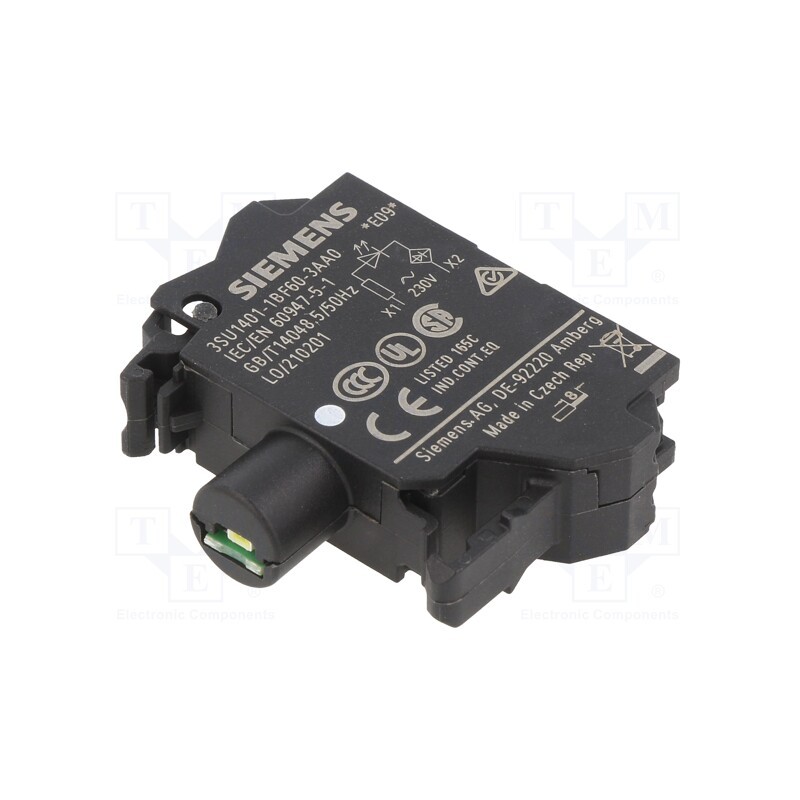 1 pcs x SIEMENS - 3SU1401-1BF60-3AA0 - Illuminating unit, 22mm, 3SU1.5, -25÷70°C, Illumin: LED, front