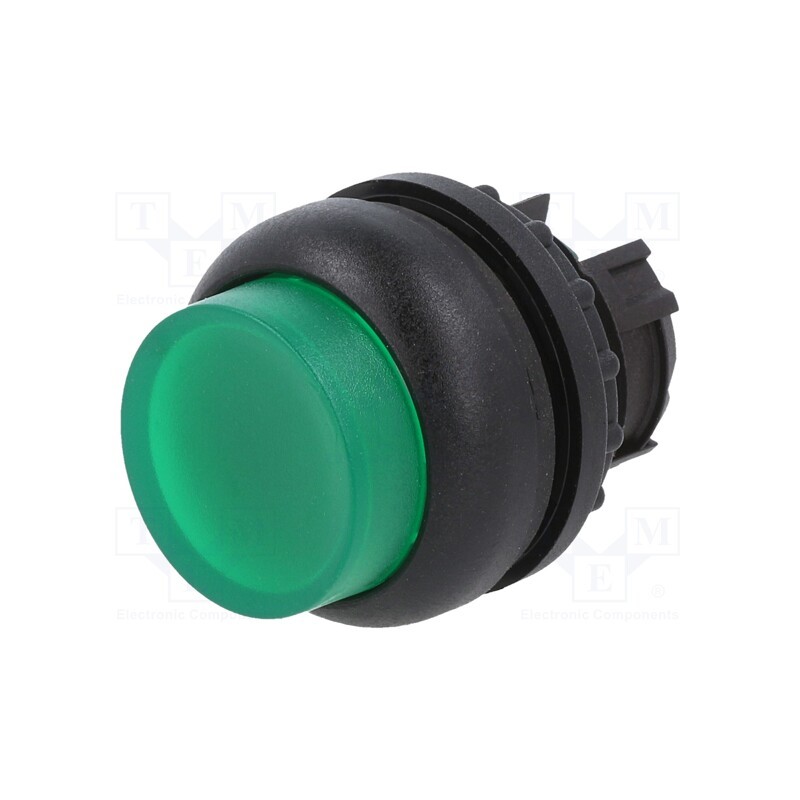 1 pcs x EATON ELECTRIC - M22S-DLH-G - Switch: push-button, 22mm, Stabl.pos: 1, green, M22-FLED,M22-LED