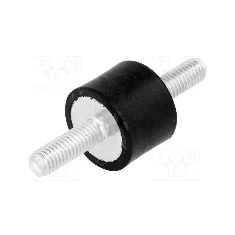 1 pcs x ELESA+GANTER - DVA.1-20-15-M6-18-55 - Vibration damper, M6, Ø: 20mm, rubber, L: 15mm, Thread len: 18mm