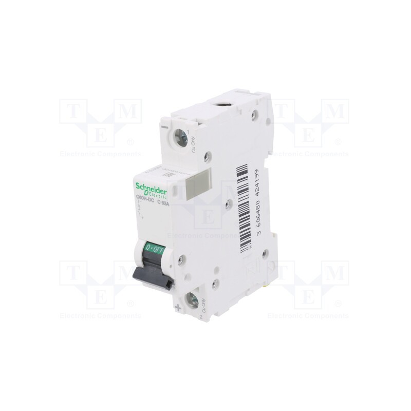 1 pcs x SCHNEIDER ELECTRIC - A9N61519 - Circuit breaker, 500VDC, Inom: 63A, Poles: 1, Charact: C, 6kA, IP20