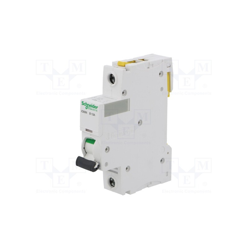 1 pcs x SCHNEIDER ELECTRIC - A9F03113 - Circuit breaker, 230VAC, Inom: 13A, Poles: 1, Charact: B, 6kA, IP20