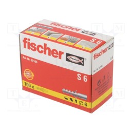 1 pcg x FISCHER - 50106 - Plastic anchor, without screw, 6x30, S, 100pcs, 6mm