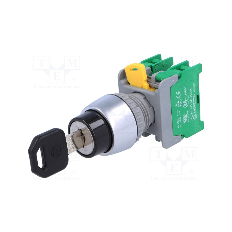 1 pcs x AUSPICIOUS - KS22-2/O, 1-0-2 3POSITION - Switch: rotary with key, 22mm, Stabl.pos: 3, NO x2, none, 3A/230VAC