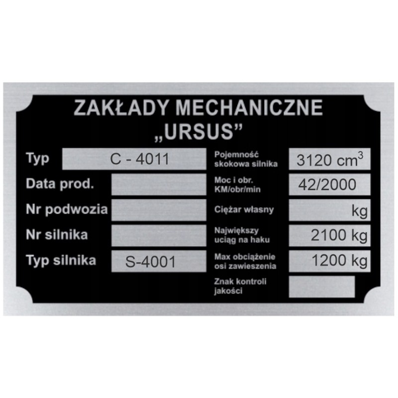 Ursus c 4011 c4011 nameplate stamped