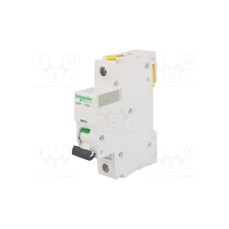 1 pcs x SCHNEIDER ELECTRIC - A9F07163 - Circuit breaker, 230VAC, Inom: 63A, Poles: 1, Charact: C, 10kA, IP20