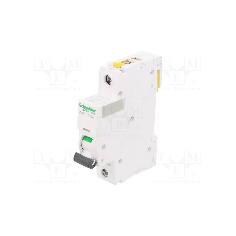 1 pcs x SCHNEIDER ELECTRIC - A9F07120 - Circuit breaker, 230VAC, Inom: 20A, Poles: 1, Charact: C, 10kA, IP20