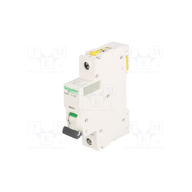 1 pcs x SCHNEIDER ELECTRIC - A9F07110 - Circuit breaker, 230VAC, Inom: 10A, Poles: 1, Charact: C, 10kA, IP20
