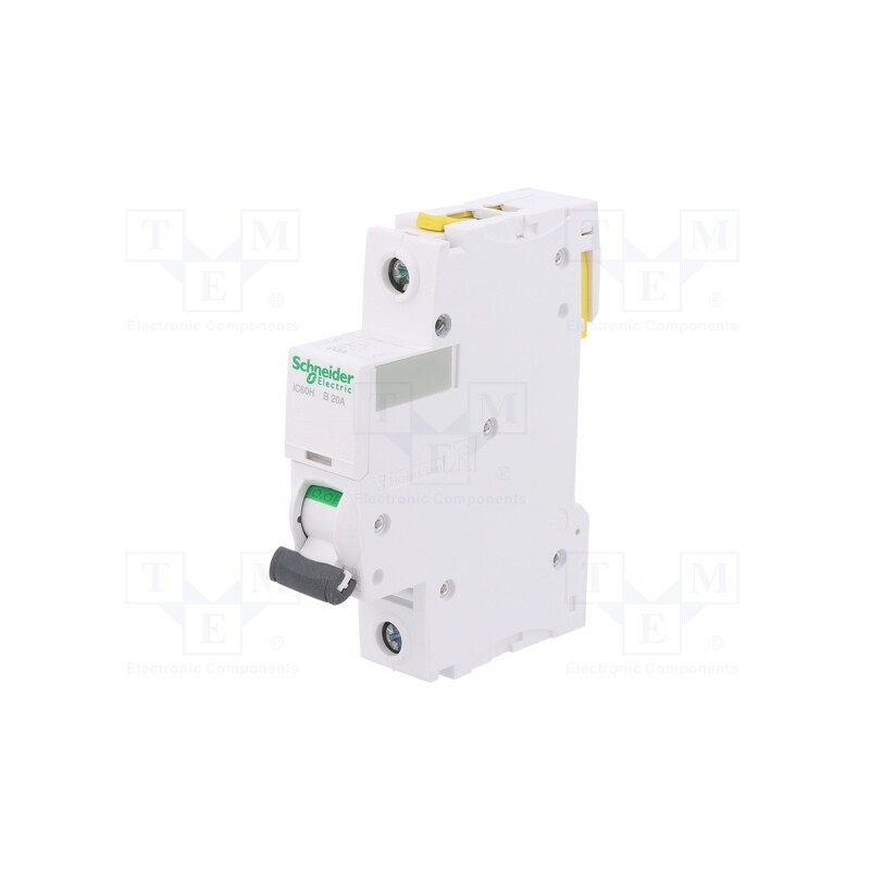 1 pcs x SCHNEIDER ELECTRIC - A9F06120 - Circuit breaker, 230VAC, Inom: 20A, Poles: 1, Charact: B, 10kA, IP20
